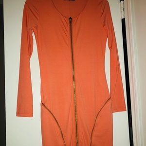 Coral, Gold zipper dress